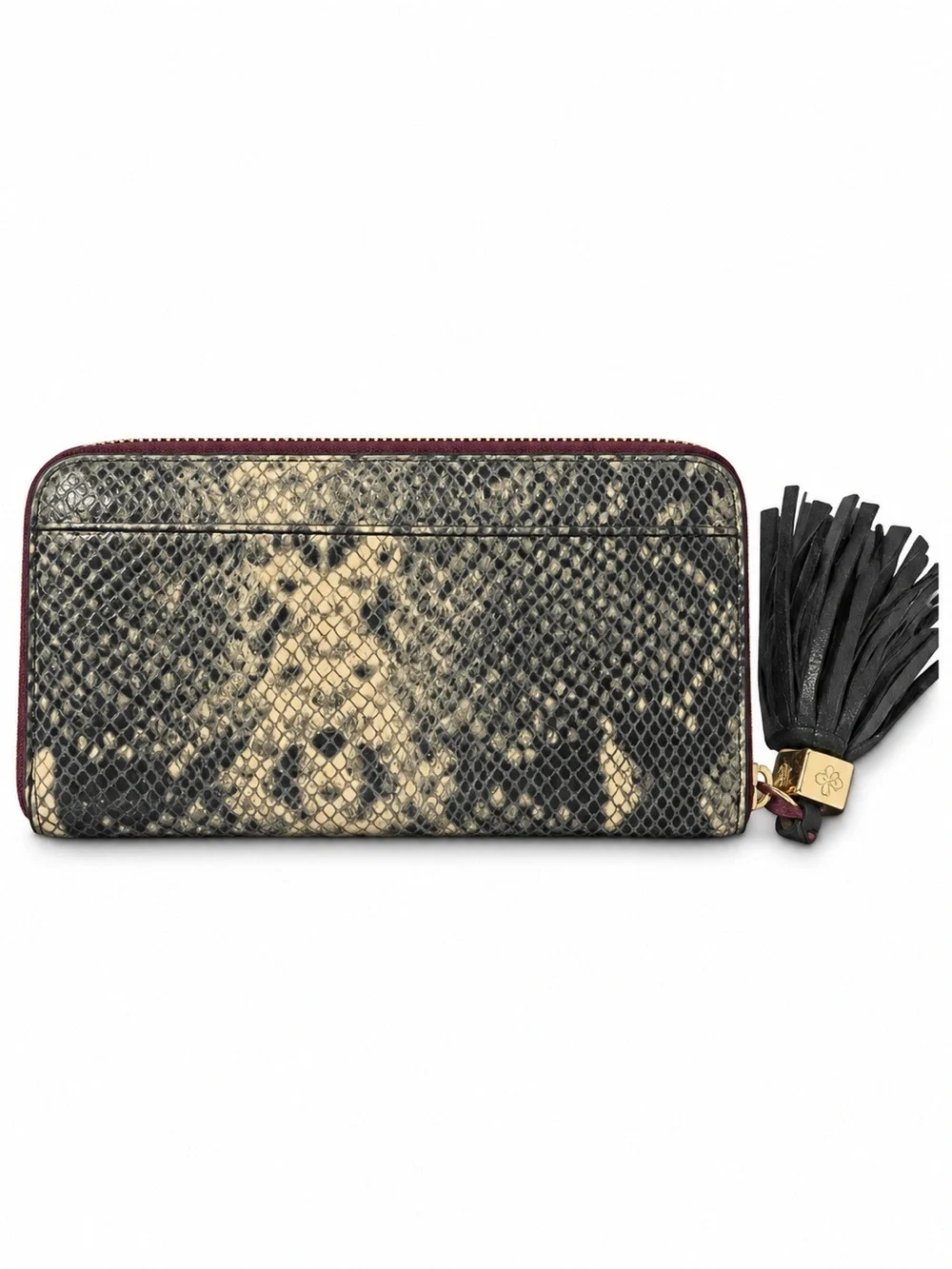 GUC Stella & Dot Snakeskin Print Zip Around Tassel Wallet